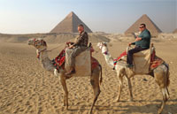Camels and Riders by the Giza Pyramids